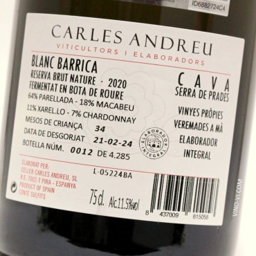 Carles Andreu Brut Nature Reserva Barrica 2020